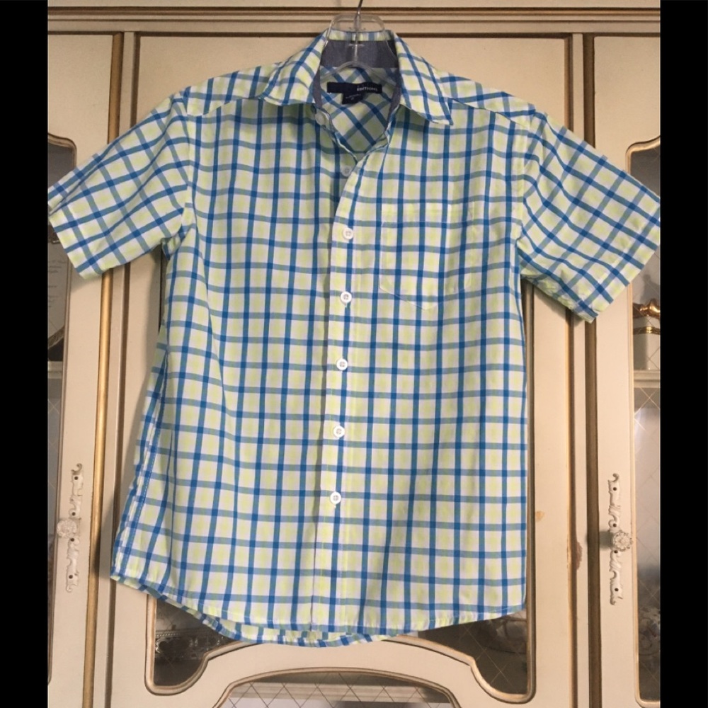 Basic Edition like new boys block print shirt size 8. B:715